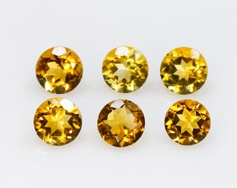 Natural Citrine Faceted Round Gemstone Lot: 5mm, 2.70 CTS, 6 Pcs