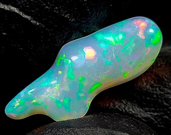 Natural Fire Opal Tumble, White Ethiopian Opal Tumble, 1.35 Carats, 17x7x3 MM Polished Opal, Loose Gemstones, October Birthstone