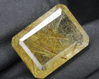 Faceted Golden Rutile Quartz: Square Gemstone for Jewelry Making (7.80 Carats, 15x11x6 mm