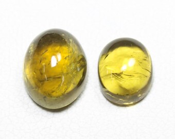 Olive Green Tourmaline Cabochons: Oval Gemstone Pair, 4.50 Carats