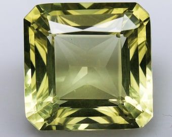 Natural Cushion Cut Lemon Quartz Gemstone: Faceted Yellow Jewelry (12x12x8 MM, 7.80CT)