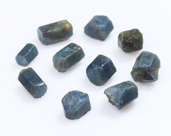 Raw Blue Sapphire Crystals: 10 Pcs Lot, 32.00 CTS, 6-10MM