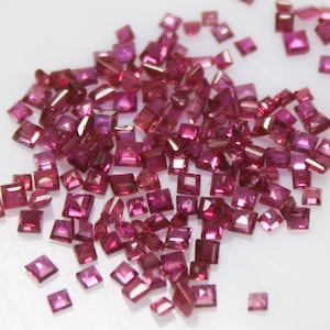 Faceted Red Ruby Gemstone: Square Cut, 1mm 2mm - Jewelry Making