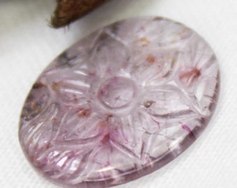 Pink Tourmaline Carving: Oval Gemstone for Jewelry (3.58 Carats, 15x12x2 mm)