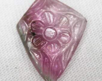 Multi Tourmaline Carving Piece: Fancy Gemstone for Jewelry (17x12x2 mm, 1.90 Carats)