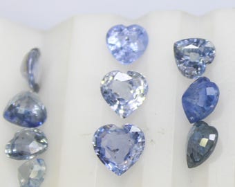 Faceted Blue Sapphire Heart: 4-6mm Natural Gemstone for Jewelry