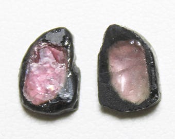 Watermelon Tourmaline Slice Pair: 3.00 Carats, 9x6x2 mm Fancy Cut