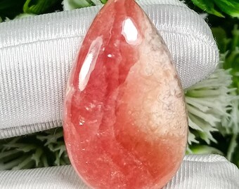 Pear Rhodochrosite Cabochon: Natural Pink Gemstone (32x19x7mm)