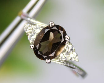 Natural Smoky Quartz .925 Sterling Silver Ring - US Size 7