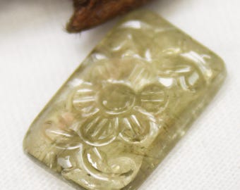 Green Tourmaline Carving: Cushion Cut Gemstone, 5.66 Carats