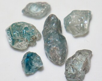 Raw Blue Zircon Crystals: 27.65 Carats, 7-13mm Jewelry Making Stones