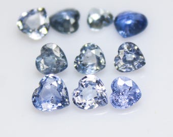 Faceted Blue Sapphire Heart: 4-6mm Gemstone for Jewelry