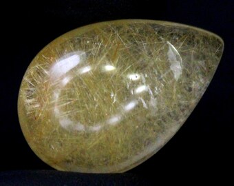 Golden Rutile Quartz Cabochon: Pear Shape, 22 Carats