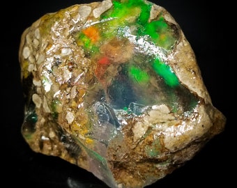 Natural Ethiopian Opal Raw Specimen: Rainbow Fire Crystal, 111.10 CTS