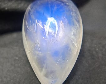 Pear Rainbow Moonstone Cabochon: 2.55 Carat Gemstone, 11x7 mm