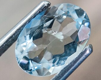 Natural Faceted Aquamarine Oval Shape For Jewelry Making 1.10 Carats 9x6x4 mm
