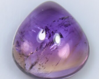 Natural Ametrine Heart Cabochon: Violet Purple & Gold Bi-Color Quartz, 20Cts