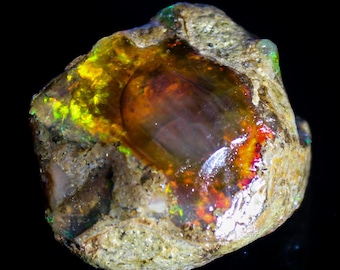 Natural Ethiopian Opal Raw Specimen: Rainbow Fire Rough (98.65 CTS, 32x28x20 MM)