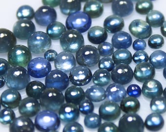 Natural Blue Sapphire Cabochon Lot: Round Gemstone, Jewelry Making (2-5mm Size