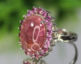 Natural Pink Tourmaline .925 Sterling Silver Ring - US Size 8