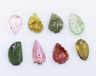 Multi Tourmaline Leaf Gemstone Lot: Pear Shape, 8.20 CTS (8 Pcs)