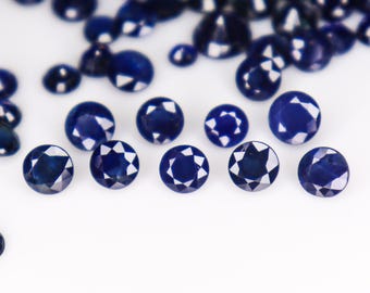 Faceted Round Blue Sapphire: Natural Gemstone for Jewelry Making (2-5 mm Lot