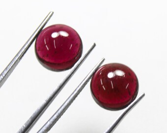 Mozambique Garnet Cabochon Pair: Pink Round Gemstones, 11x5 mm