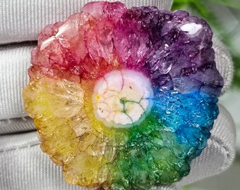 Rainbow Solar Quartz Slice: Natural Crystal Cabochon (35x34x8 MM, 86Ct)