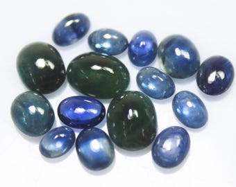 Natural Blue Sapphire Cabochon: Oval Gemstone for Jewelry Making (5x4mm, 6x4mm, 7x5mm, 14x7mm