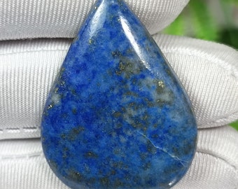 Natural Lapis Lazuli Pear Cabochon: Flat Back Loose Gemstone (48 CT)