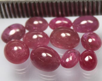 Natural Pink Ruby Cabochon Lot: Oval Gemstone for Jewelry Making
