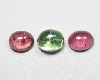 Multi Tourmaline Cabochon Lot: Oval Gemstones, 4.00 Carats (7-8mm