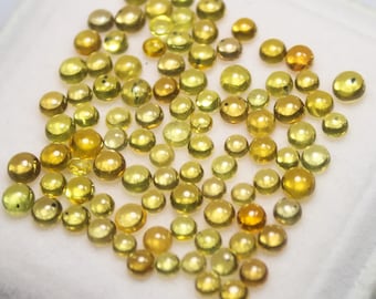 Yellow Sapphire Cabochon Lot: 3mm-4mm Round Gemstone