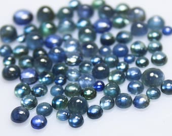 Natural Blue Sapphire Cabochon Lot: Round Gemstone, Jewelry Making (2-5mm Size