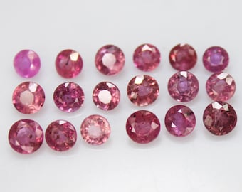 Faceted Round Pink Sapphire: Natural Gemstone for Jewelry Making (3-5mm Lot