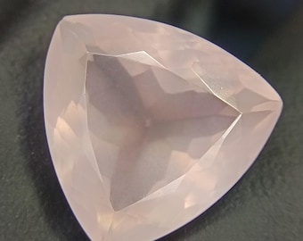 Faceted Pink Rose Quartz: Trillion Cut Gemstone, 7.35 Carats
