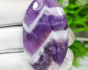 Chevron Amethyst Cabochon: Designer Gemstone for Jewelry Making (50x29x8 MM, 95.00 Cts)