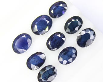Faceted Blue Sapphire Lot: Oval Cut Gemstone, Jewelry Making (5x3mm - 8x6mm