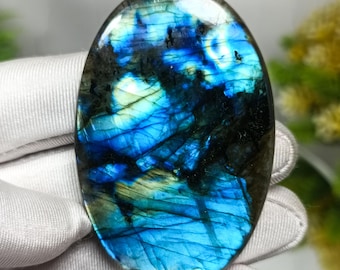 Blue Fire Labradorite Cabochon: Oval Healing Crystal Gemstone (62X41X7 mm)