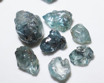 Natural Blue Zircon Rough Lot: 4-14 mm Gemstone for Cutting