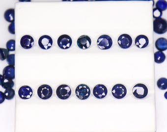 Faceted Round Blue Sapphire: Natural Gemstone for Jewelry Making (2-5 mm Lot