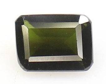Natural Green Tourmaline Gemstone: Rectangle Faceted Jewelry Stone (8x6x4 MM, 1.65 CTS)