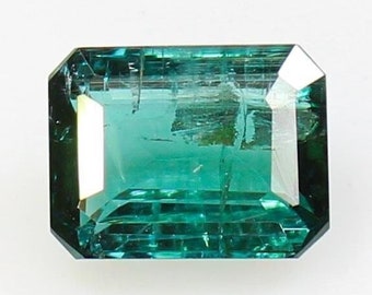 Natural Blue Tourmaline Gemstone: Rectangle Faceted Jewelry Stone (9x7x4 MM, 2.65 CTS)
