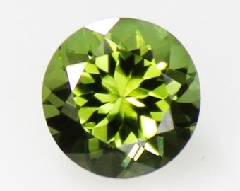 Natural Green Tourmaline Gemstone: Round Faceted Jewelry Stone (7x5 MM, 1.45 CTS)