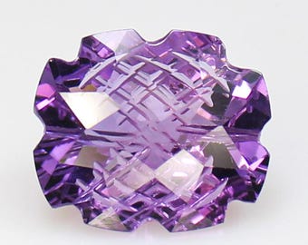 Purple Amethyst Carving: Natural Cushion Cut Gemstone (6.80 CT, 14x12x8 mm)