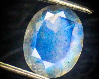 Faceted Black Labradorite Gemstone: Oval Jewelry Making Stone, 2.00 Carats