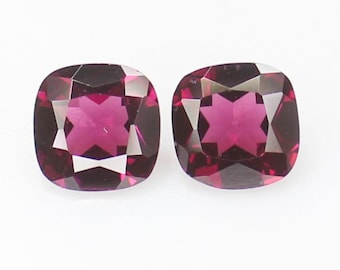 Faceted Rhodolite Garnet Pair: Cushion Cut Pink Gemstones, 2.00 Carats