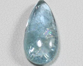 Natural Blue Aquamarine Cabochon: Pear Cut Gemstone, 4.75 Ct (16x8x5 MM)