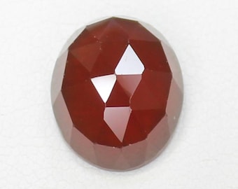 Faceted Red Garnet Gemstone: 6.20 Carat Rose Cut Round