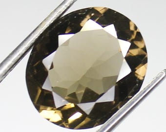 Faceted Smokey Quartz Stone: 6.80 Carat Oval, Jewelry Making